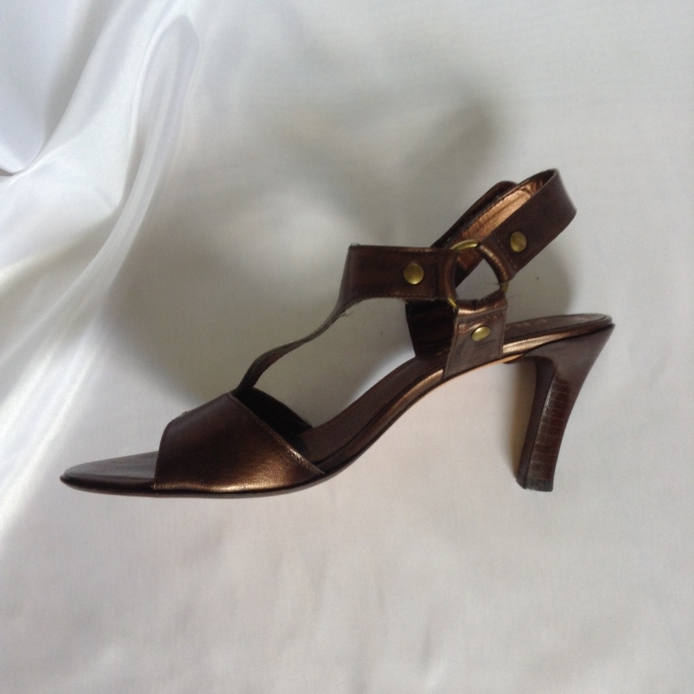 Franco Sarto Metallic Bronze Leather Sandals